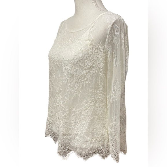 NWT White House Black Market Long Sleeve Lace Top Size Medium - Picture 9 of 16